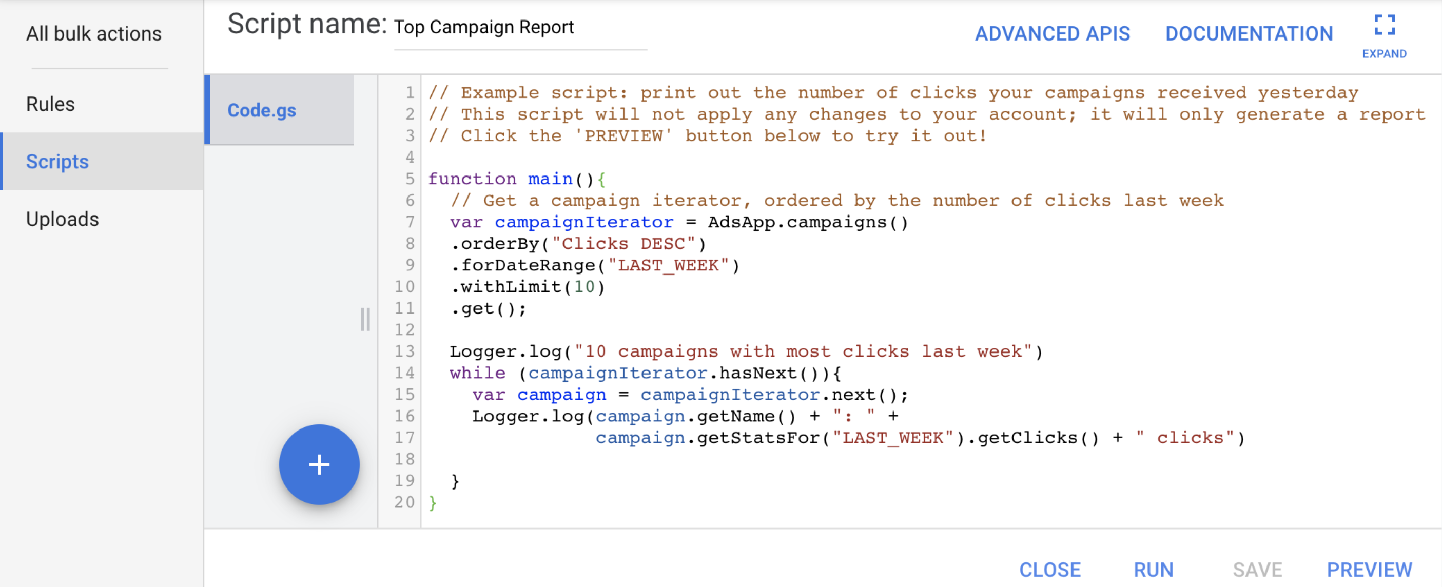 Execution Logs, Google Ads Scripts