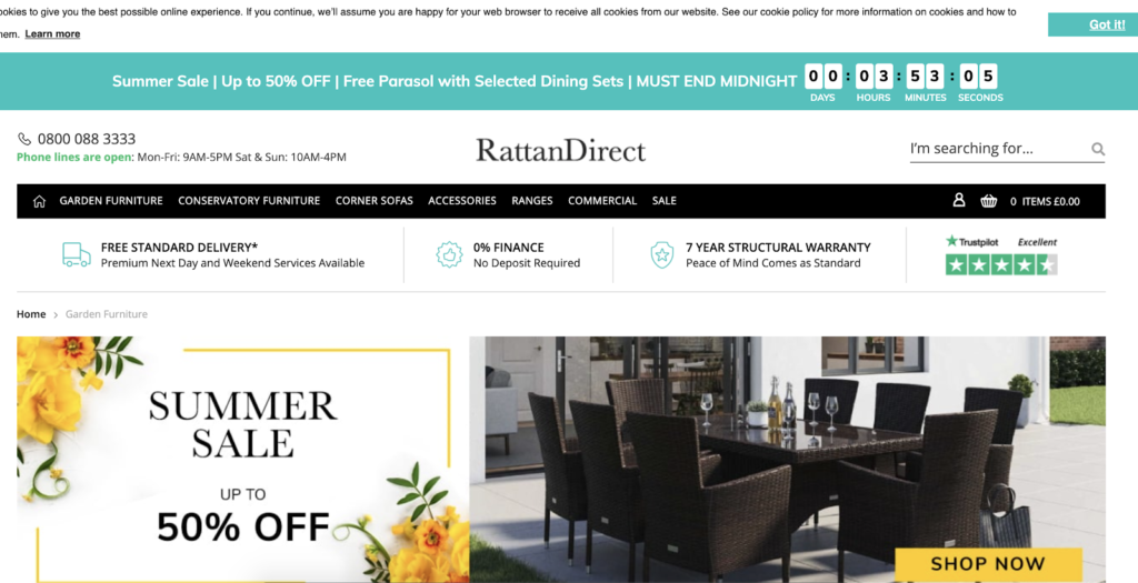 RattanDirect landing page
