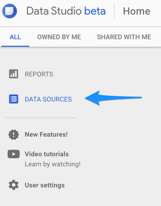 data studio beta data sources