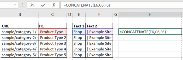 Use =concatinate