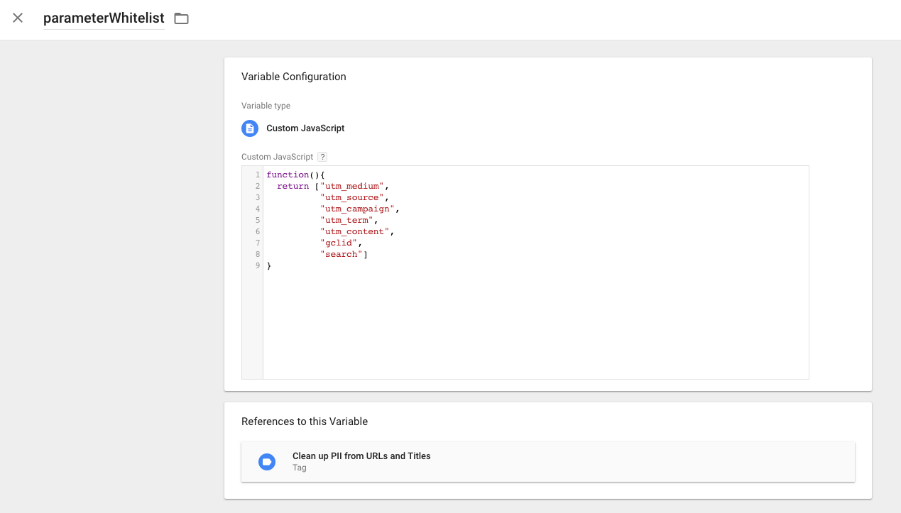 parameterWhitelist variable set up