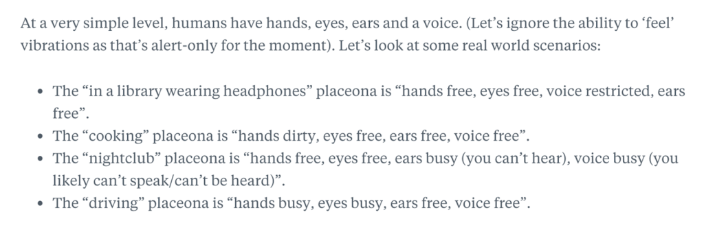 real world scenarios of hands, eyes, ears, and voice being free