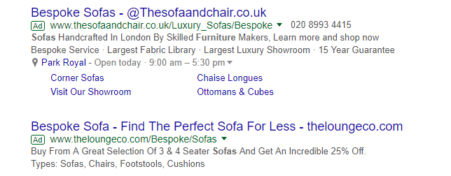 bespoke sofas ad competitors