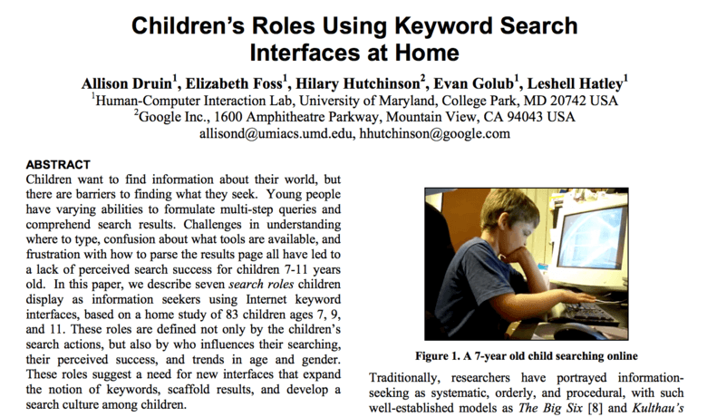 children using keyword search