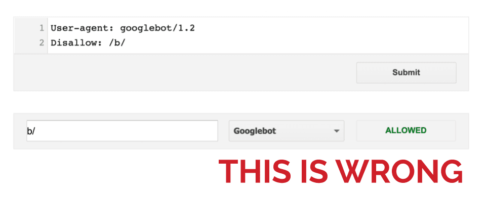 incorrect googlebot in robotstxt