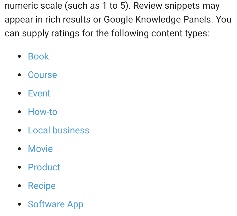 rich snippet types