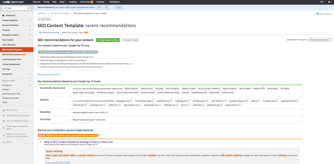 semrush content template