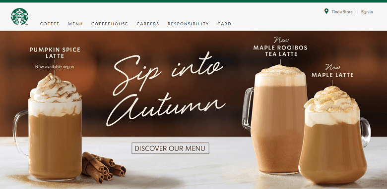 Starbucks UK Landing Page
