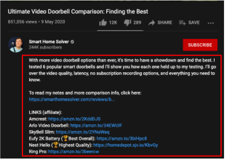 Youtube video description example